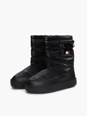 black warm lined quilted snow boots for women tommy jeans