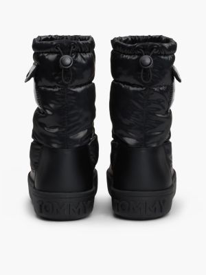 black warm lined quilted snow boots for women tommy jeans