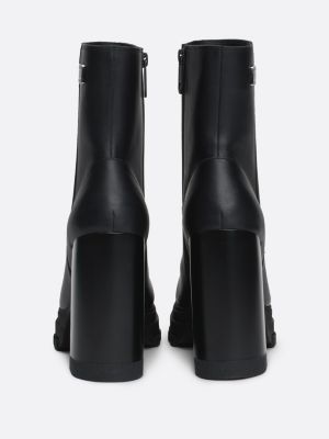 Black leather mid boots best sale