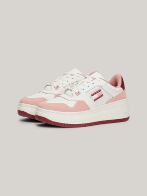 zapatillas de baloncesto de estilo retro rosa de mujeres tommy jeans