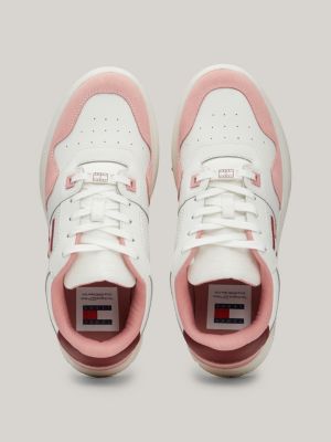 zapatillas de baloncesto de estilo retro rosa de mujeres tommy jeans