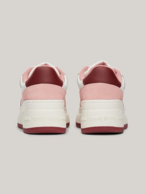 zapatillas de baloncesto de estilo retro rosa de mujeres tommy jeans