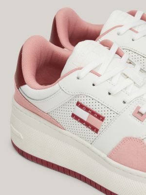 zapatillas de baloncesto de estilo retro rosa de mujeres tommy jeans