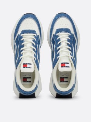 blue retro denim runner trainers for women tommy jeans