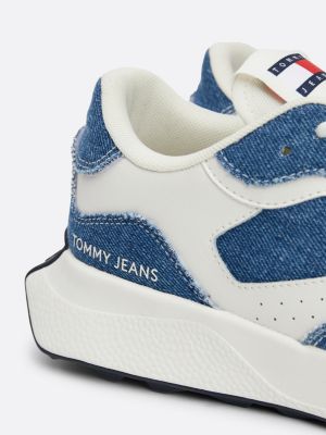 blue retro denim runner trainers for women tommy jeans