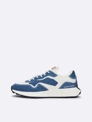 blue retro denim runner trainers for women tommy jeans