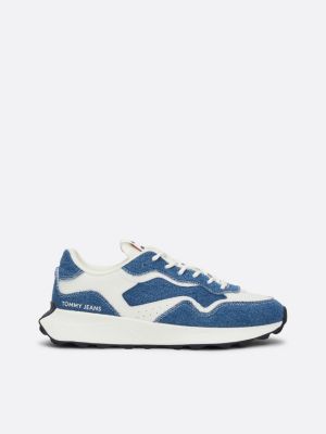 blue retro denim runner trainers for women tommy jeans