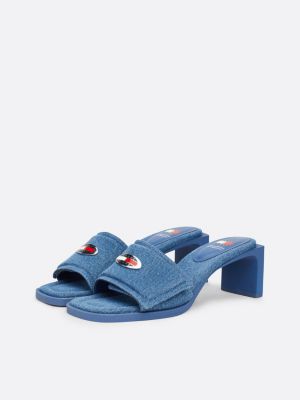 mule in denim con tacco largo blu da donne tommy jeans