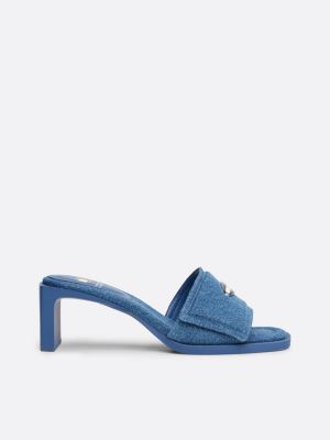 mule in denim con tacco largo blue da donne tommy jeans