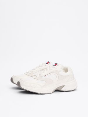 white mesh panel trainers for women tommy jeans