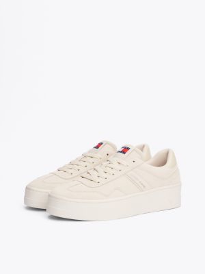 beige the greenwich suede platform trainers for women tommy jeans