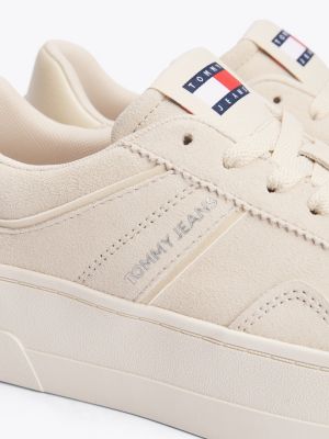 beige the greenwich suede platform trainers for women tommy jeans