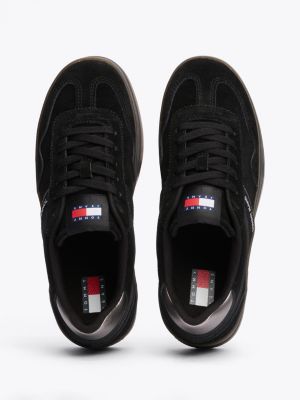 black the greenwich suede platform trainers for women tommy jeans