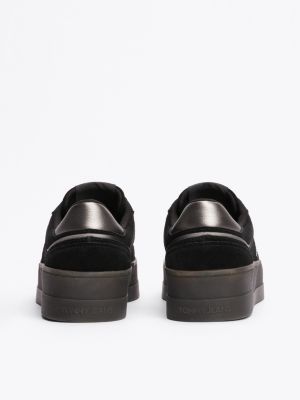 black the greenwich suede platform trainers for women tommy jeans