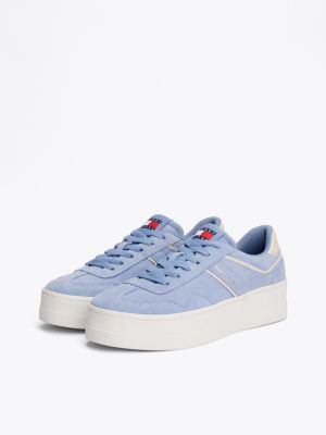 blau the greenwich plateau-sneaker aus wildleder für damen - tommy jeans