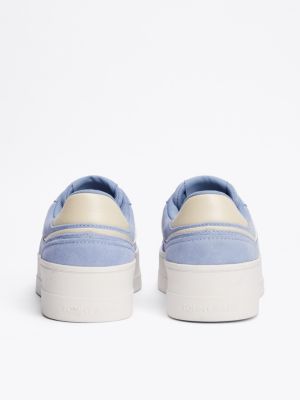 blau the greenwich plateau-sneaker aus wildleder für damen - tommy jeans