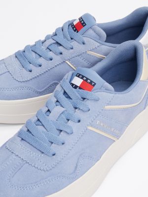 blau the greenwich plateau-sneaker aus wildleder für damen - tommy jeans