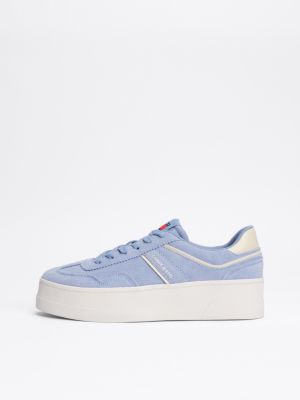 blau the greenwich plateau-sneaker aus wildleder für damen - tommy jeans