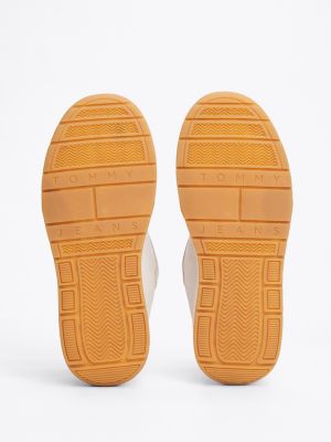 grey suede lace-up trainers for women tommy jeans