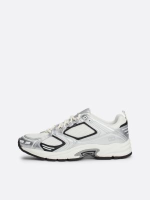 zapatillas de running metalizadas gris de mujeres tommy jeans