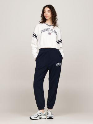 sneakers running con dettagli metallizzati bianco da donne tommy jeans