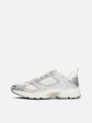 grey metallic runner trainers for women tommy jeans