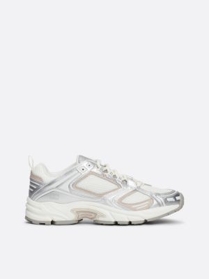 grey metallic hardloopsneaker voor dames - tommy jeans