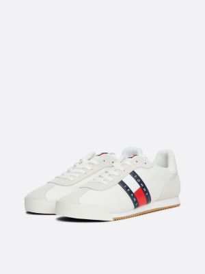 white mixed texture runner trainers for women tommy jeans