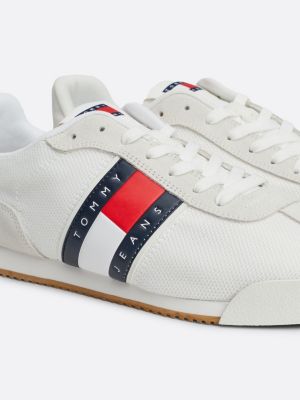 white mixed texture runner trainers for women tommy jeans