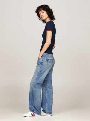 baskets de running multitextures blanc pour femmes tommy jeans