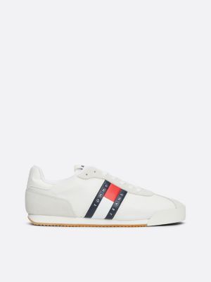 white mixed texture runner trainers for women tommy jeans