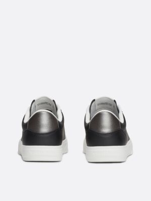 baskets en cuir à semelle cuvette noir pour femmes tommy jeans