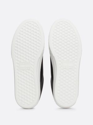 baskets en cuir à semelle cuvette noir pour femmes tommy jeans
