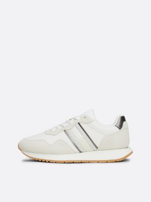 wit ton-sur-ton suède hardloopsneaker voor dames - tommy jeans