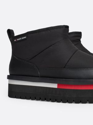 schwarz wattierte rutschhemmende flatform-stiefelette für damen - tommy jeans