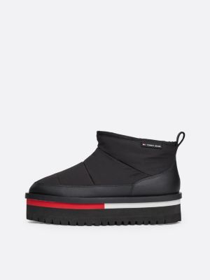 schwarz wattierte rutschhemmende flatform-stiefelette für damen - tommy jeans