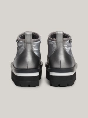 grey padded cleat flatform ankle boots for women tommy jeans
