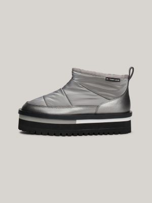 grey padded cleat flatform ankle boots for women tommy jeans