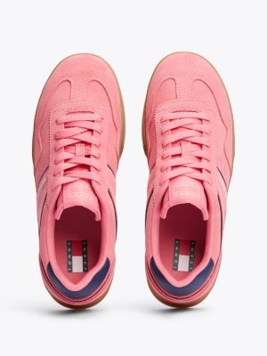 pink the greenwich suede trainers for women tommy jeans