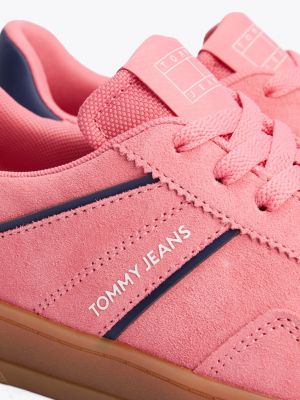 pink the greenwich suede trainers for women tommy jeans