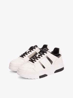 multi the brooklyn plateau-sneaker aus leder für damen - tommy jeans