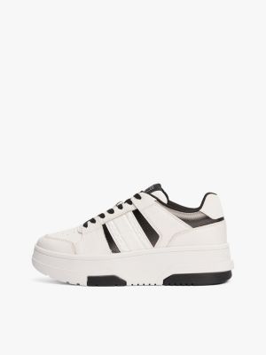 multi the brooklyn leather flatform trainers for women tommy jeans