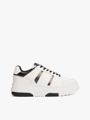 multi the brooklyn plateau-sneaker aus leder für damen - tommy jeans