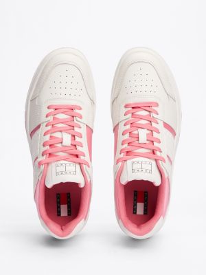 sneakers the brooklyn in pelle con suola alta multicolore da donne tommy jeans