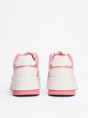 multi the brooklyn plateau-sneaker aus leder für damen - tommy jeans