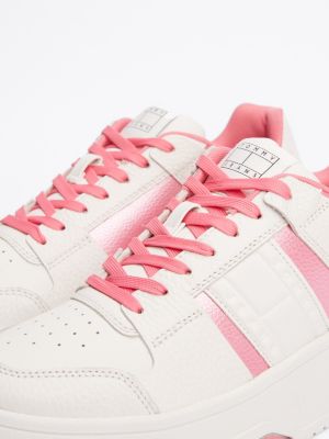 multi the brooklyn plateau-sneaker aus leder für damen - tommy jeans