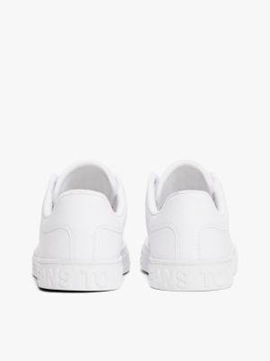 white logo embossed contrast trainers for women tommy jeans