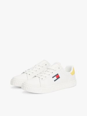 white essential flatform trainers for women tommy jeans