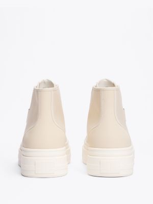 beige platform high-top trainers for women tommy jeans