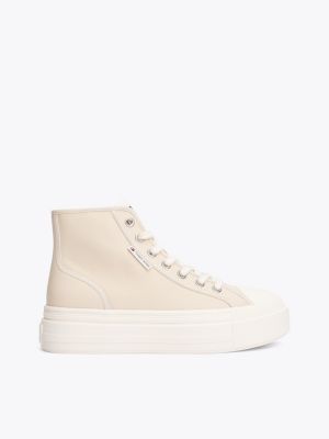 beige high-top plateau-sneaker für damen - tommy jeans